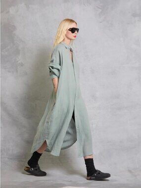 Mamene Linen Shirt dress, Size 2 (M), NWB